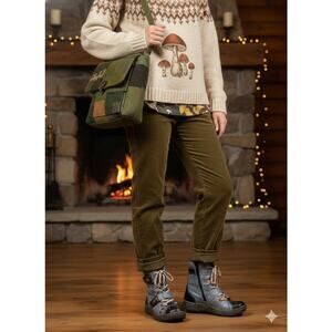 TMA EYES Hand-Stitched Washed Leather Ankle Boots Blue Orange US 8 Goblincore